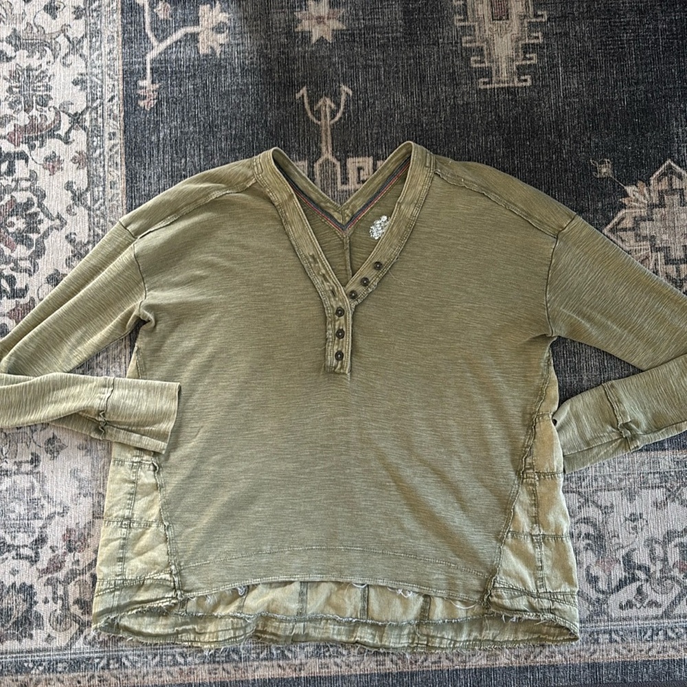 Green flowy knit top